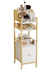 Dsmadn organizador maquillaje cajones dorados, ideal para ordenar maquillaje y accesorios.