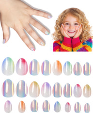 DSVANAY uñas postizas para niñas, colección completa de 24 piezas en 12 tallas para ajuste cómodo.