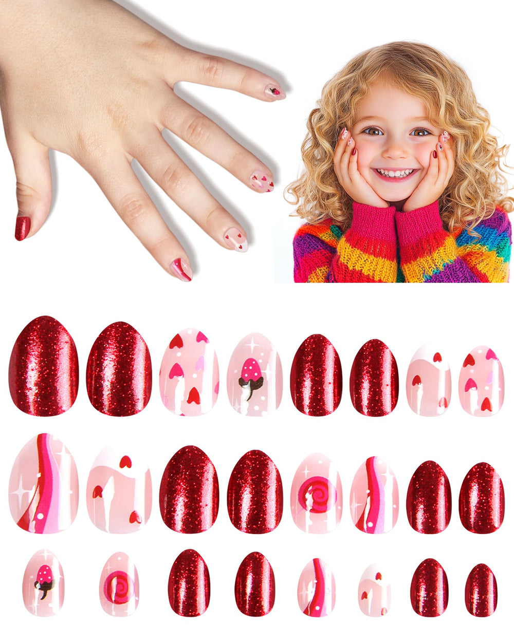 DSVANAY uñas postizas para niñas con tallas pequeñas para ajuste cómodo.