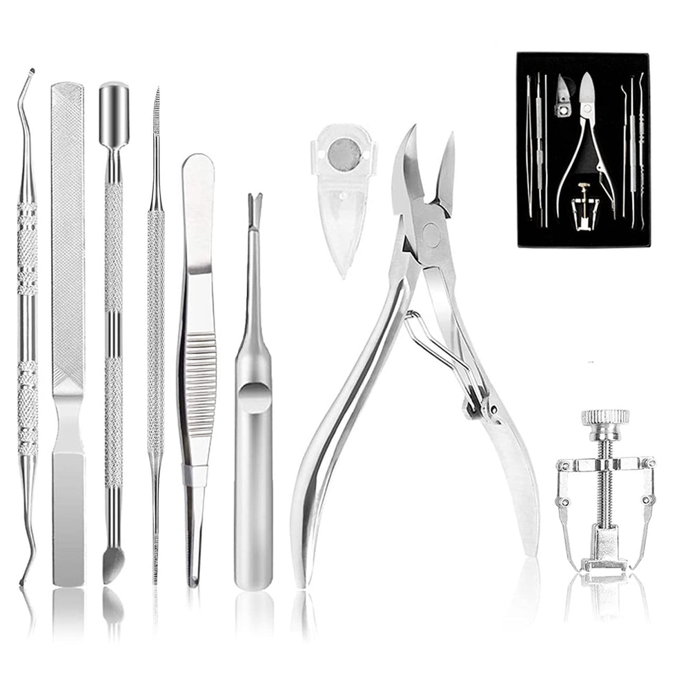 Dualeco kit herramientas uñas encarnadas 9 piezas, ideal para uso en casa