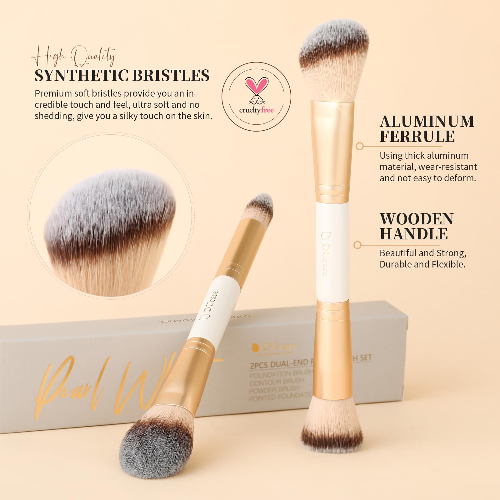 DUcare pincel de uso doble para rostro con base y polvo.