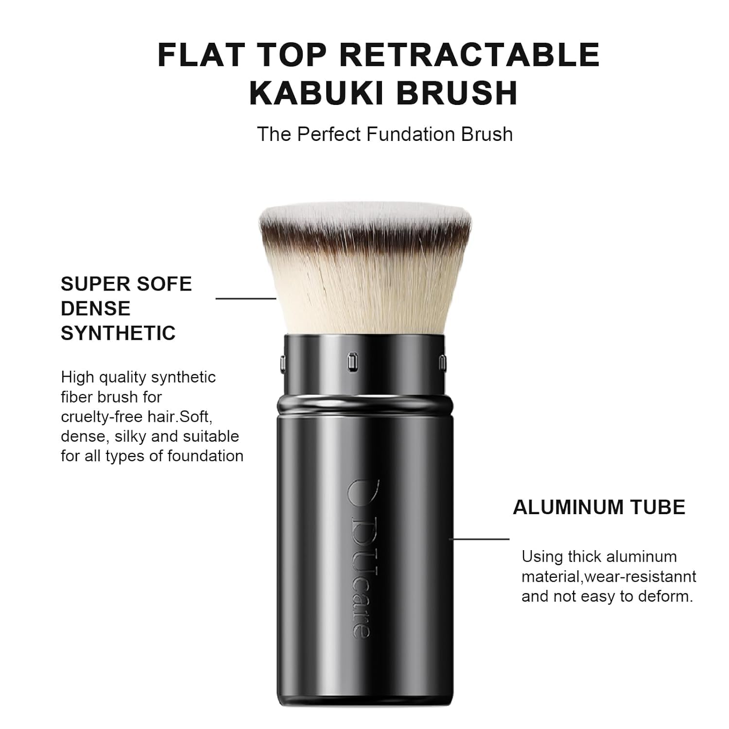 DUcare pincel kabuki retráctil para base crema ofrece mezcla uniforme.