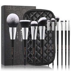 DUcare pinceles de maquillaje en estuche de cuero, ideal para viajar y organizar