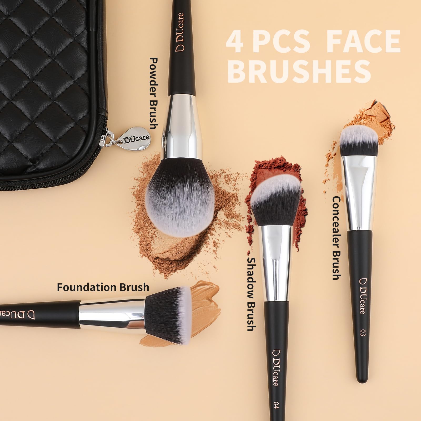 Conjunto DUcare de 10 pinceles sintéticos para rostro y ojos, acabado suave