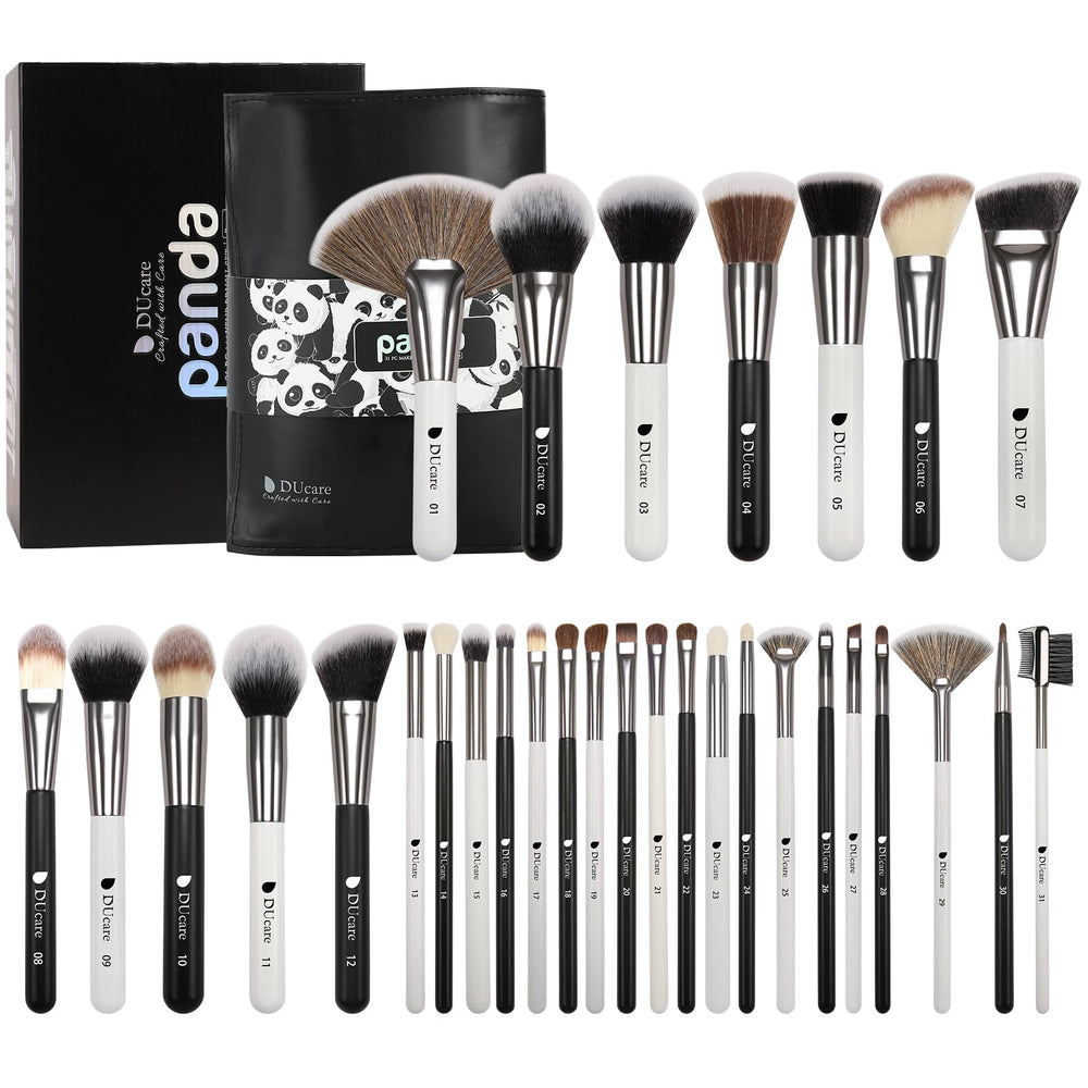 DUcare serie panda 31 pinceles con estuche cuero, ideal para almacenamiento y transporte