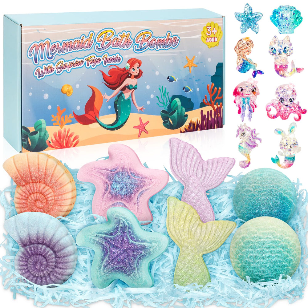 Duchong bombas de baño 8-pack con sirenas y juguetes dentro para niñas.