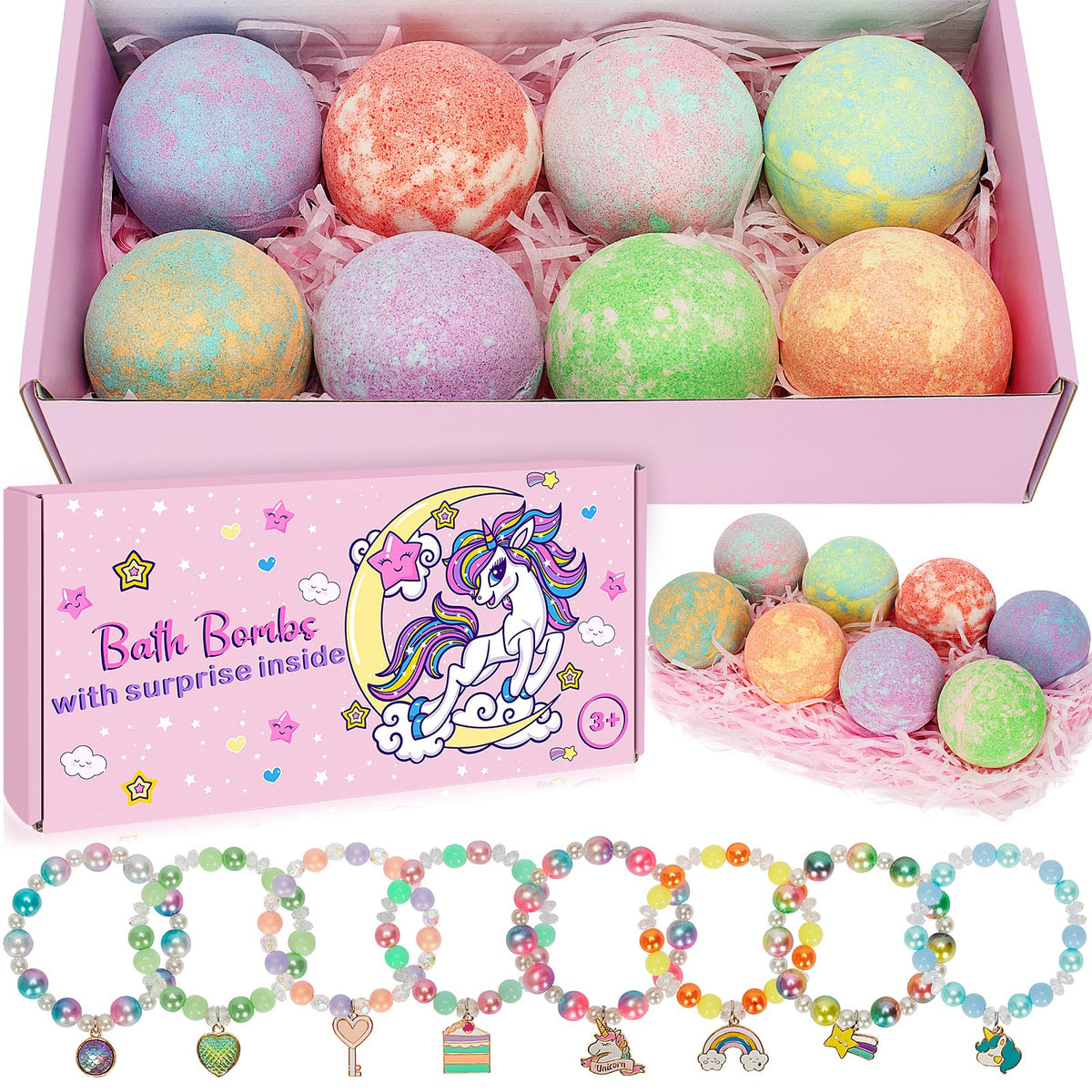 Duchong bombas de baño unicornio en pack de 8, regalo perfecto para niñas.