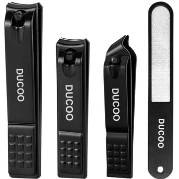 DUCOO cortauñas juego 4 piezas, conjunto completo para uñas de manos y pies