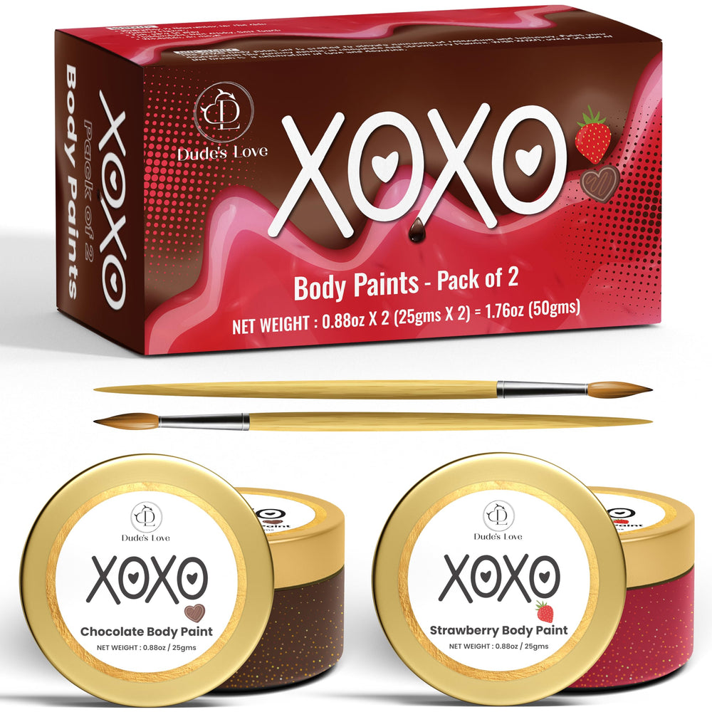 Dude's Love pinturas cuerpo comestibles pack 2 fresa chocolate para momentos íntimos