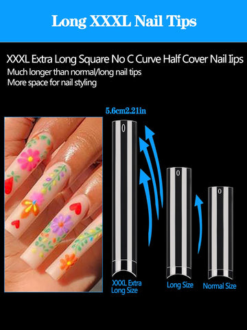 Dudjndjd tips de uñas claras rectas XXXL para adherencia duradera