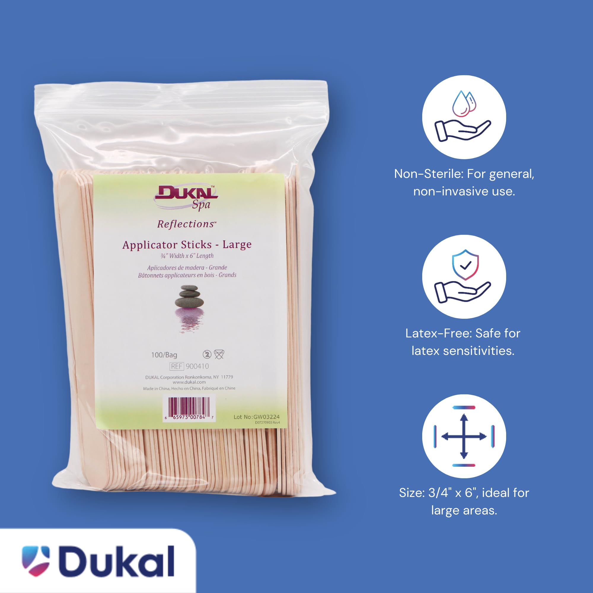 Dukal palitos para wax, aplicación rápida y uniforme.