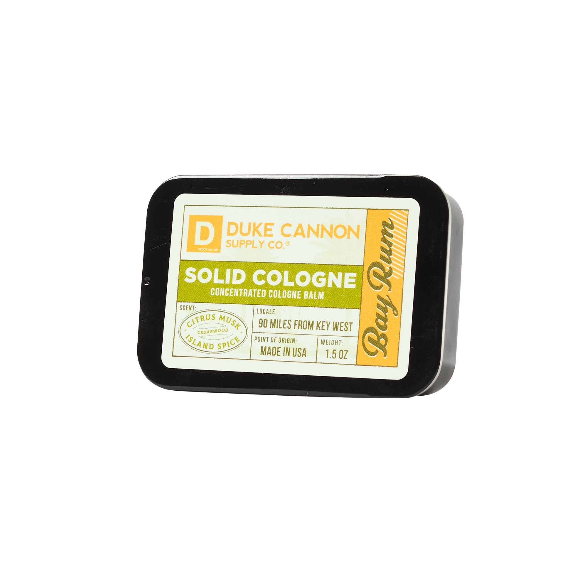 Ideal para viajes, lata resistente Duke Cannon Bay Rum.