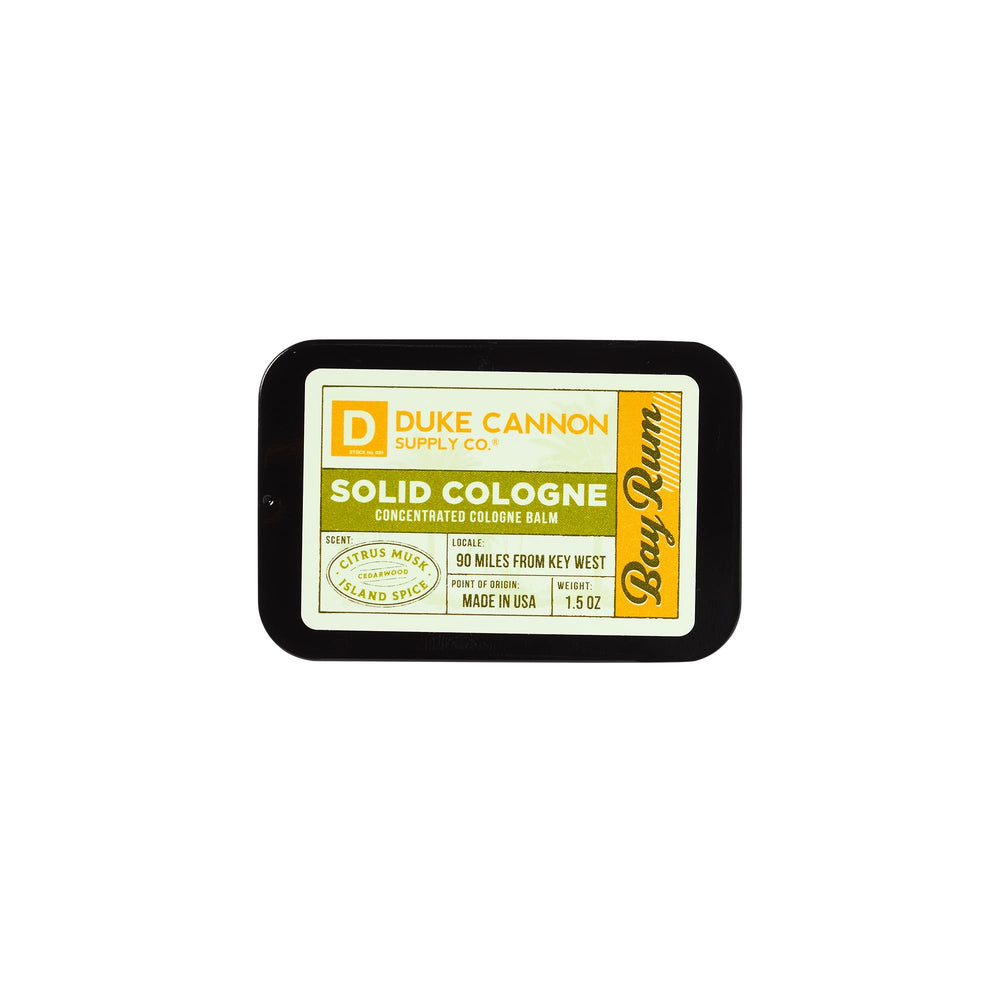 Duke Cannon Bay Rum colonia sólida: notas cítricas y almizcle.