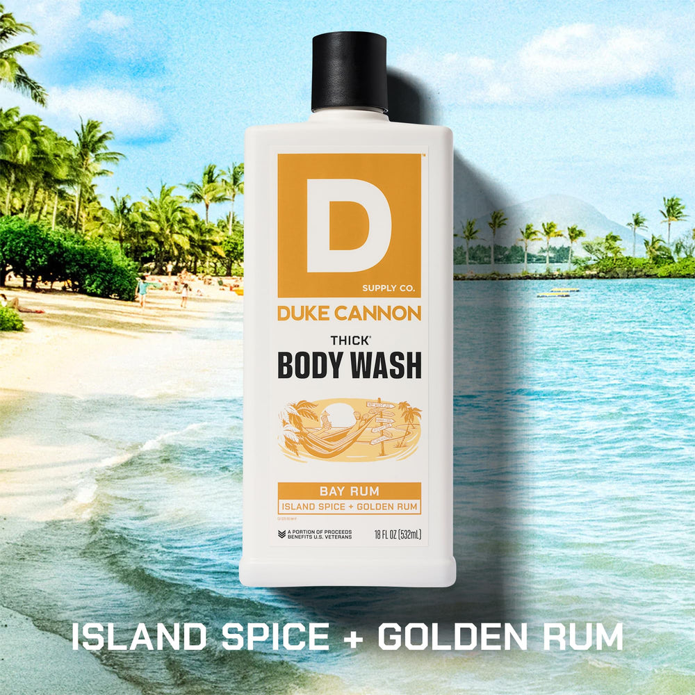 Textura densa Duke Cannon Bay Rum limpia la piel y deja sensación suave.