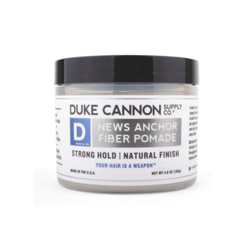 Duke Cannon News Anchor Fiber Pomade envase, fácil de almacenar