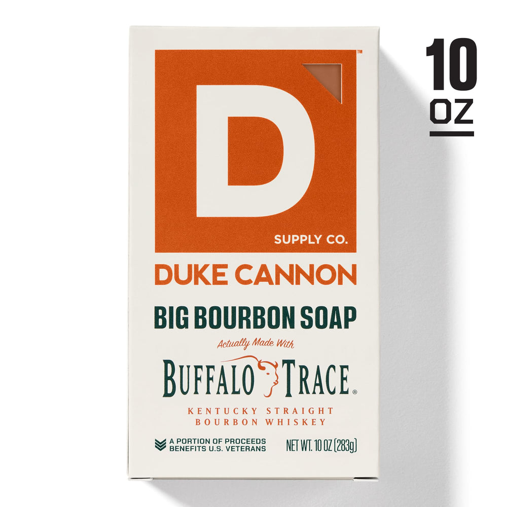 Duke Cannon oak barrel essence note in bar soap for earthy aroma during shower.