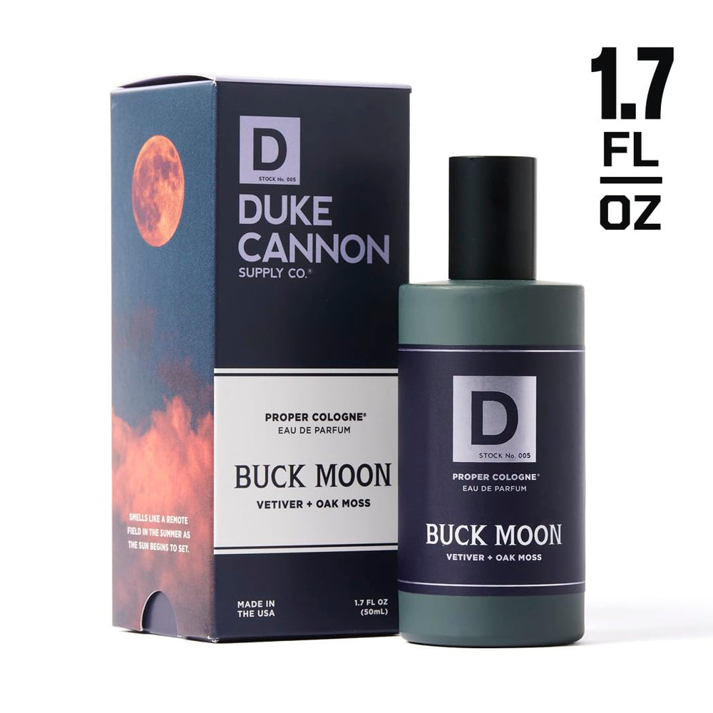 Buck Moon label detail showing premium fragrance ingredients.