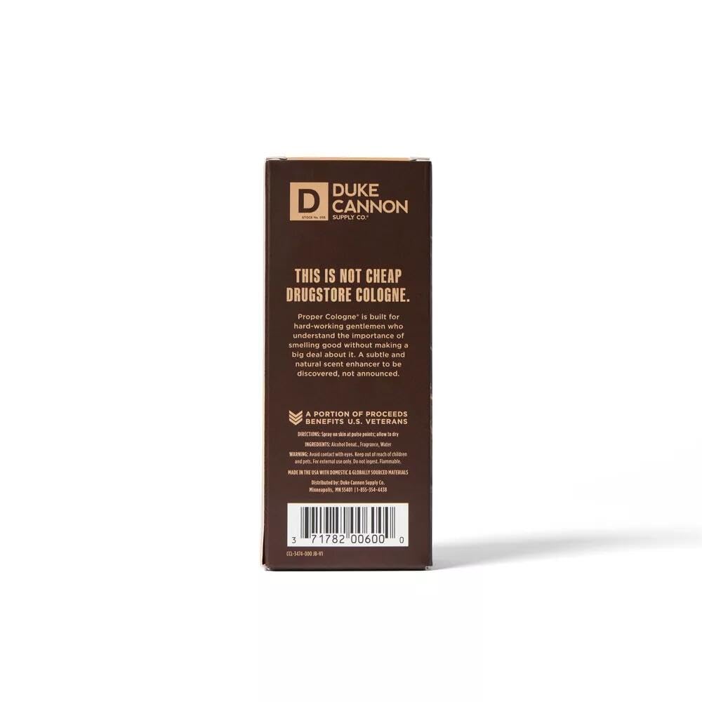 Duke Cannon Proper Cologne Palomino cap and label detail suggests premium small-batch production.