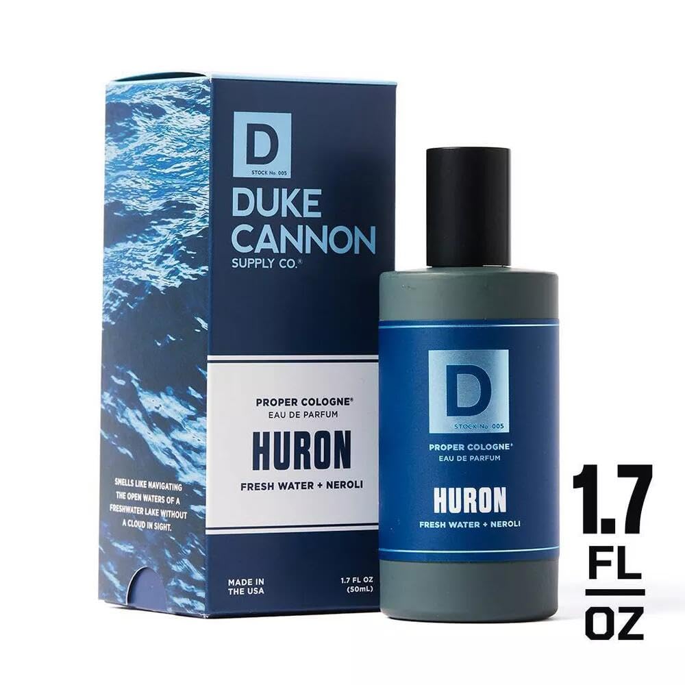 Duke Cannon Proper Cologne Huron wet splash captures immediate freshness.