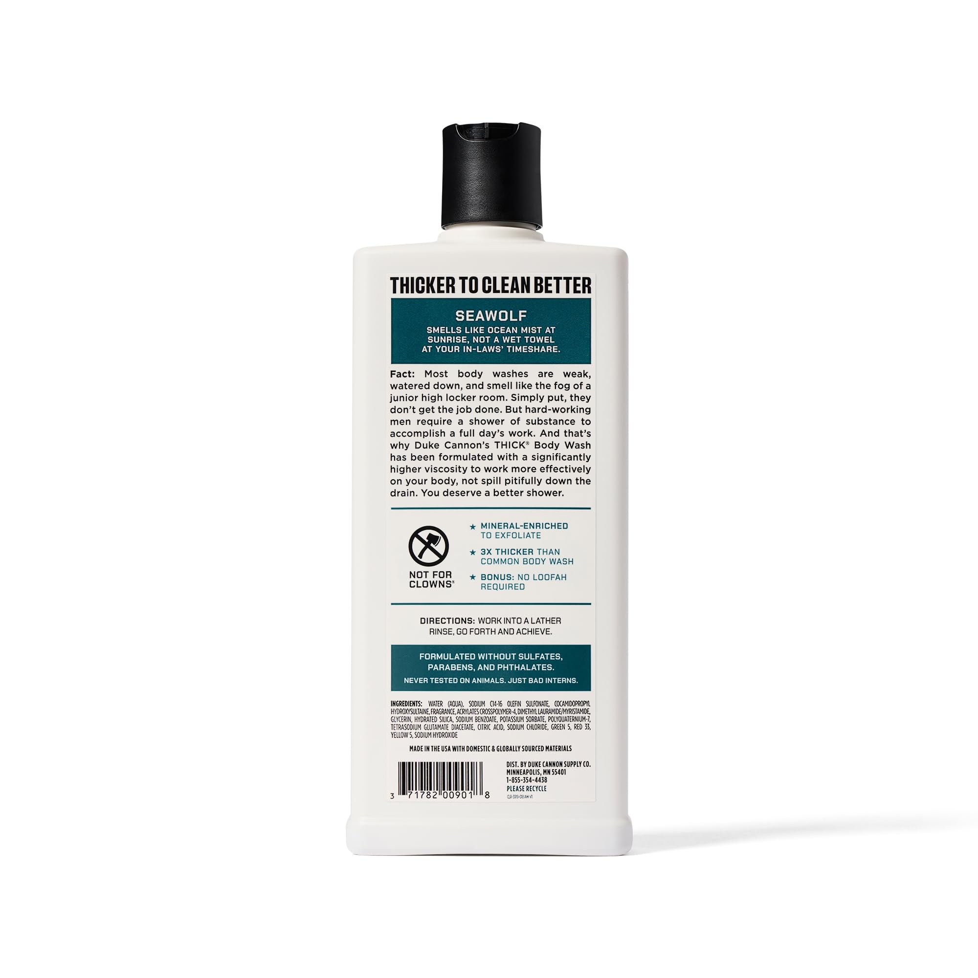 Duke Cannon Seawolf, gel de baño para ducha diaria con sensación revitalizante.