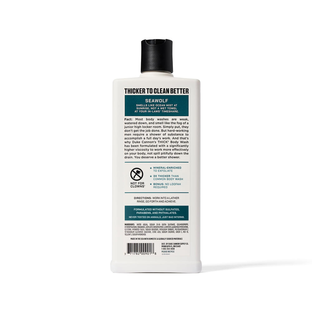 Duke Cannon Seawolf, gel de baño para ducha diaria con sensación revitalizante.