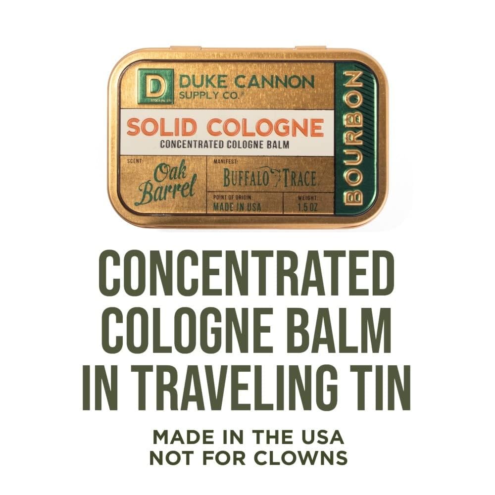Duke Cannon Bourbon travel tin ready for on-the-go touch-ups.