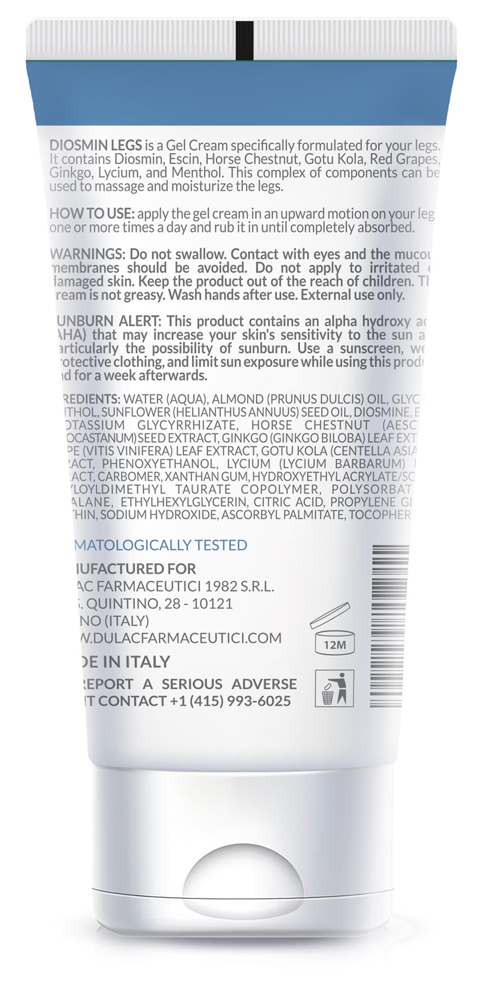 DULÀC Diosmin Piernas Gel crema, textura ligera que se absorbe rápido.