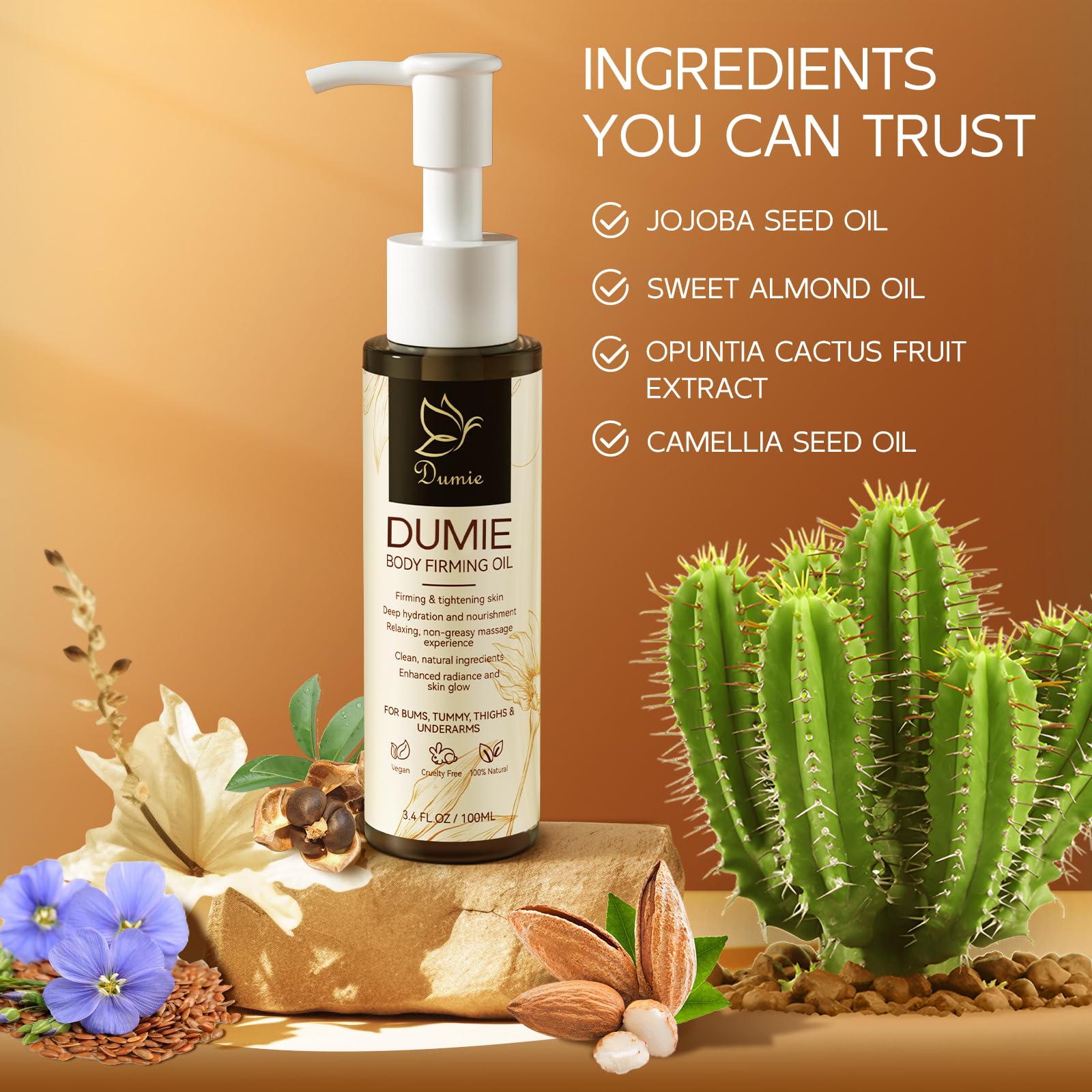 Dumie Aceite Corporal Firmante: absorción rápida deja piel suave y nutrida