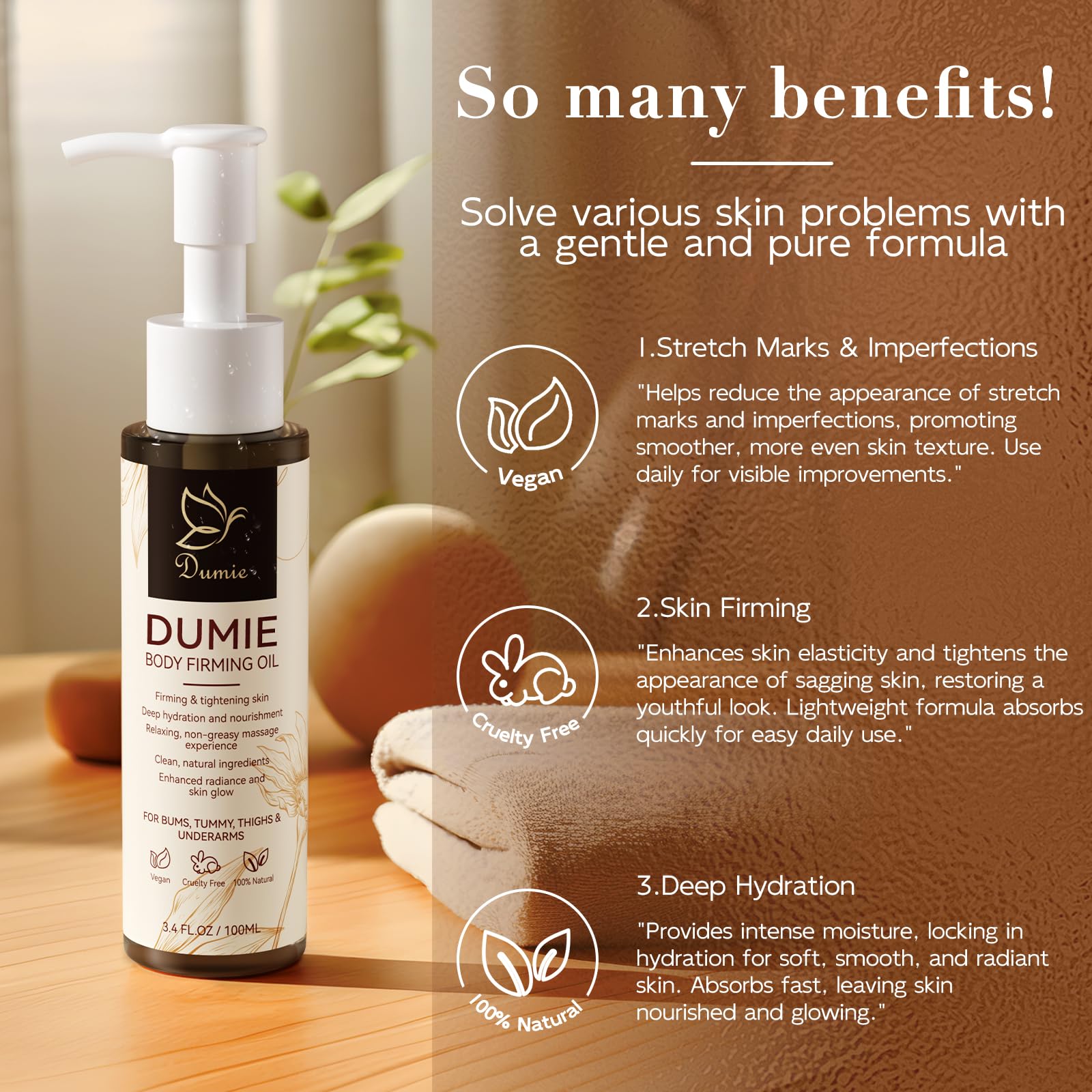 Dumie Aceite Corporal Firmante: ideal para brazos y piernas en rutina diaria