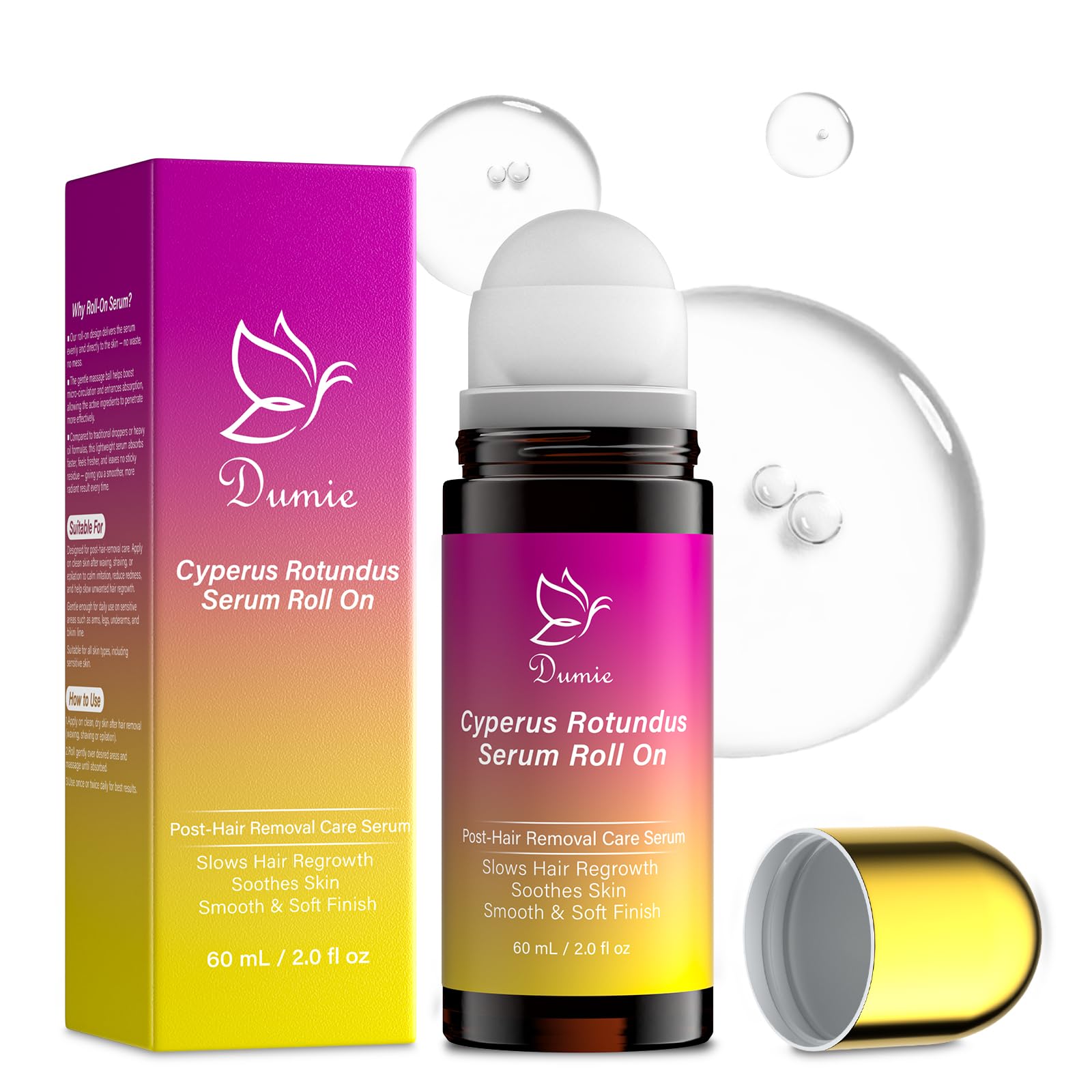 Sérum Dumie roll-on, bouteille facile à utiliser pour les poils incarnés.