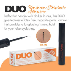 DUO adhesivo para pestañas pegamento oscuro en primer plano con fijación segura