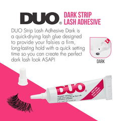 DUO pegamento oscuro para pestañas secado rápido para un look definido.
