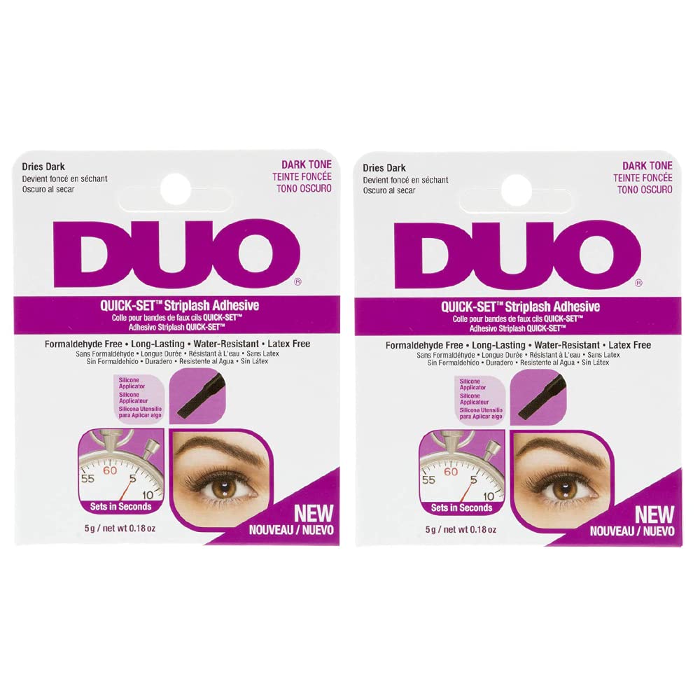 DUO Quick-Set pegamento oscuro para pestañas, fijación duradera para un look intenso.