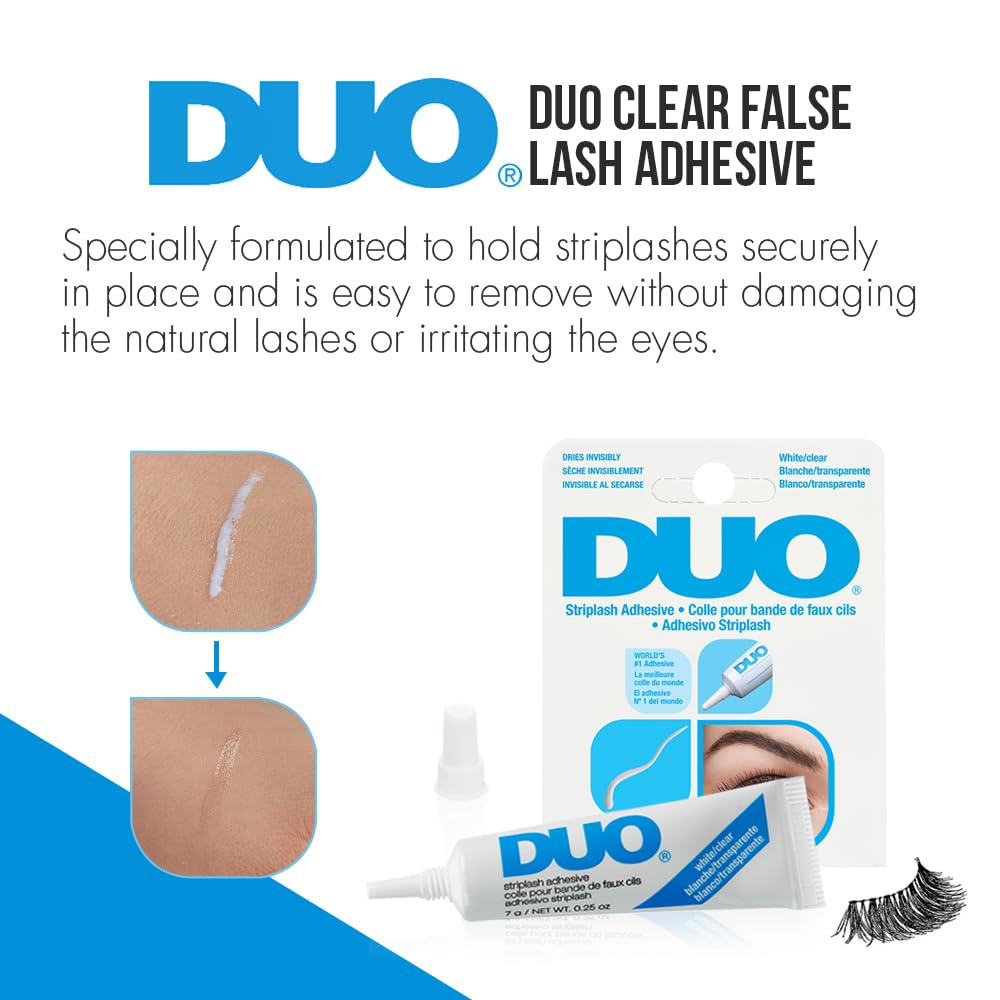 DUO Adhesivo para Pestañas en Tira, acabado invisible al secar para look discreto