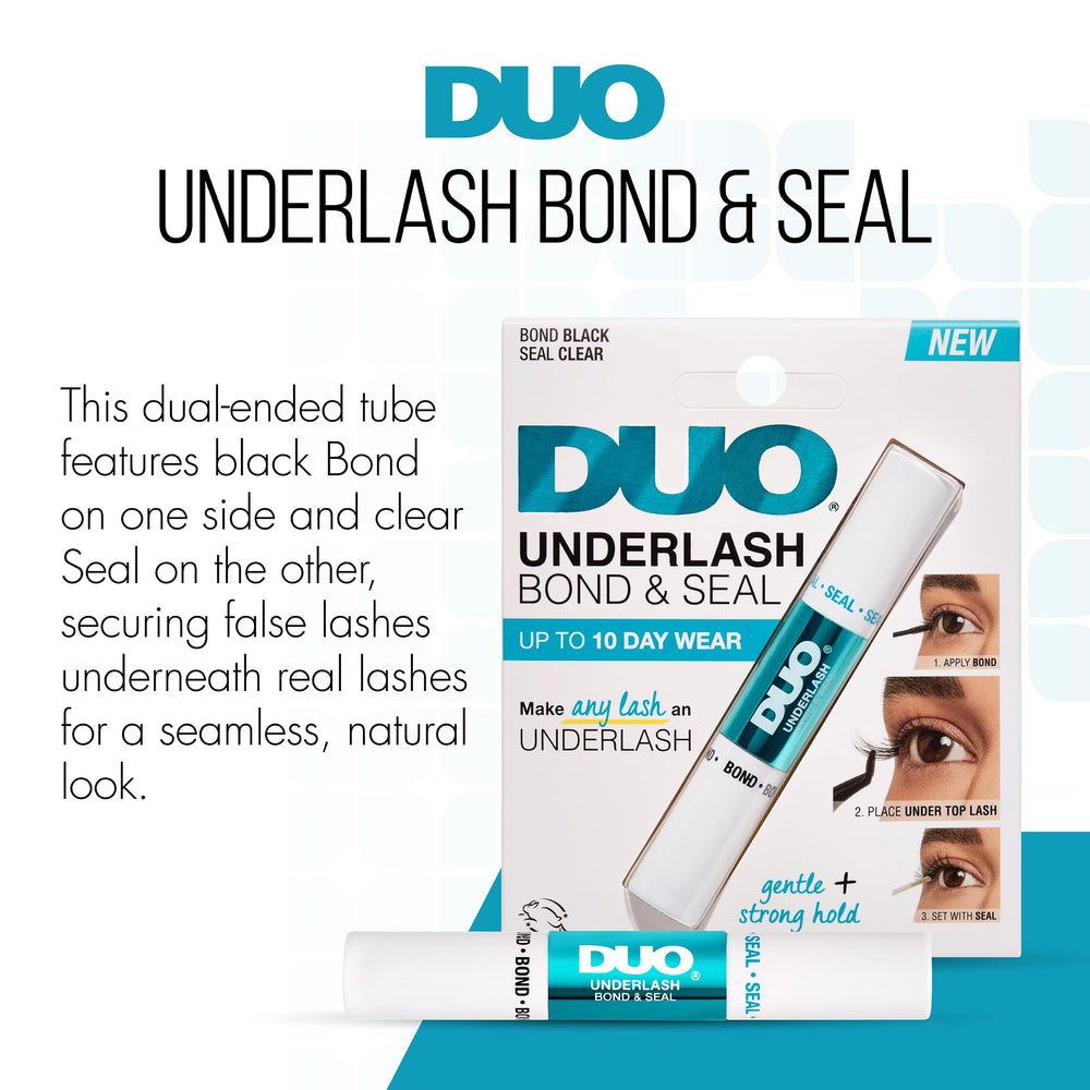 DUO Underlash Bond and Seal sellador claro para un acabado cómodo.