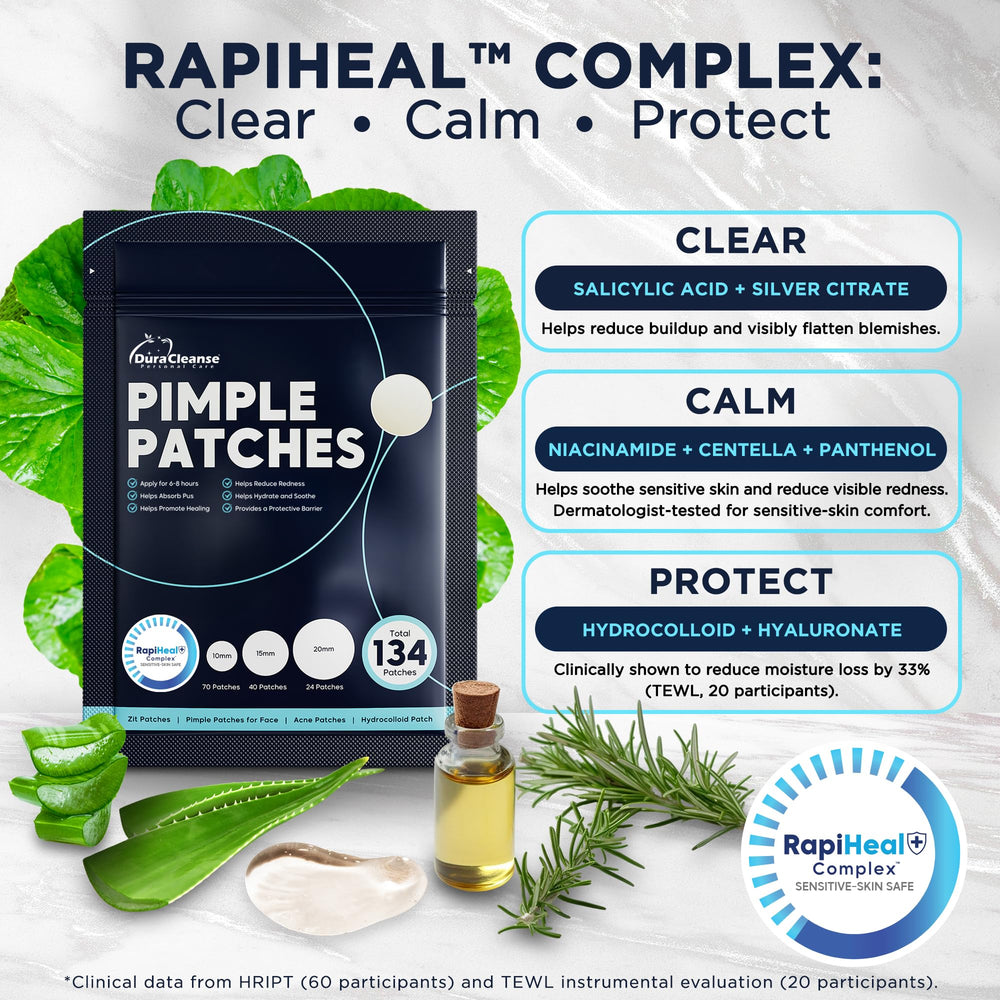 Parche Dura Cleanse para cara, aplicación limpia y rápida, adhesivo seguro.