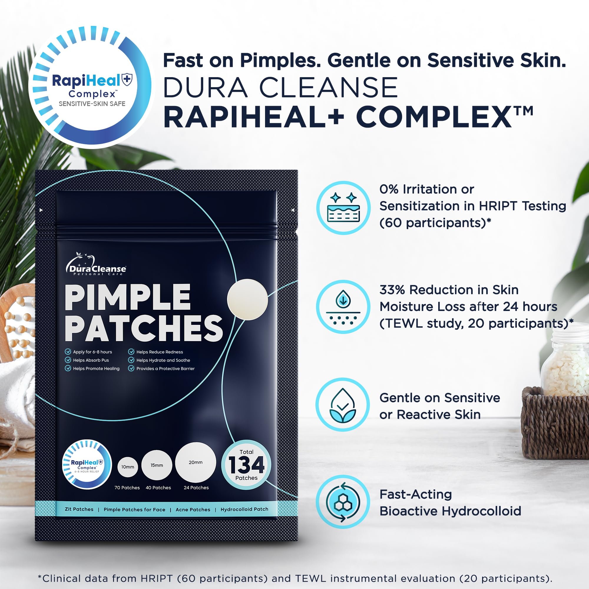 Parche Dura Cleanse para cara, tamaño mediano, cubre imperfecciones y reduce enrojecimiento.