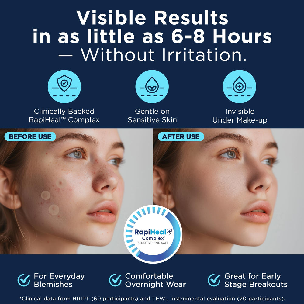 Parche Dura Cleanse para cara, cobertura invisible, se integra con maquillaje diario.