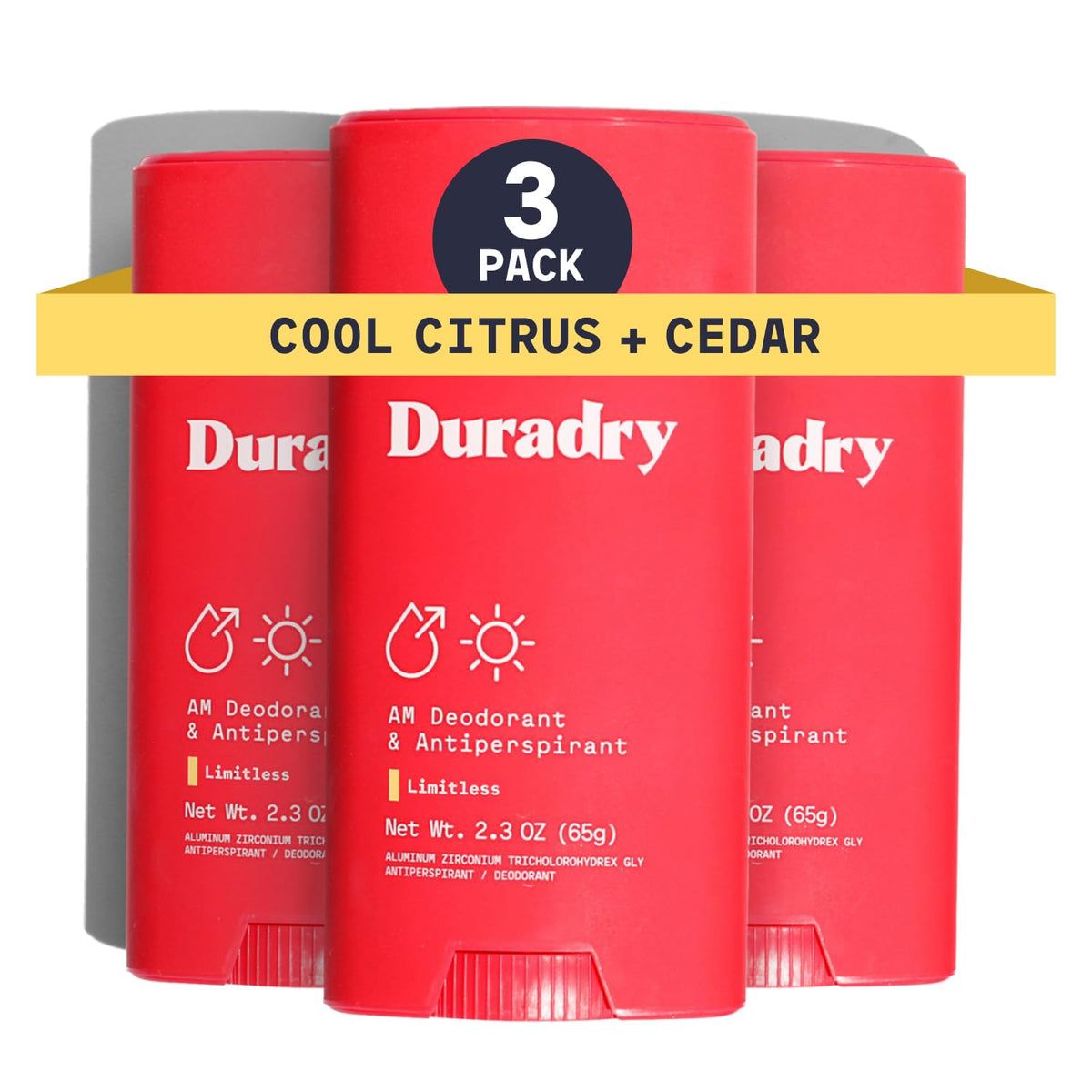 Duradry anti-transpirant stick citron et cèdre, protection durable contre la sueur.