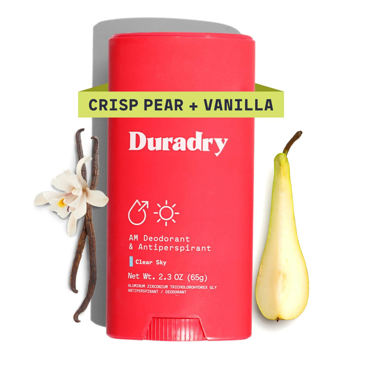 Duradry Antiperspirante Clínico en envase, protección duradera contra sudor diario