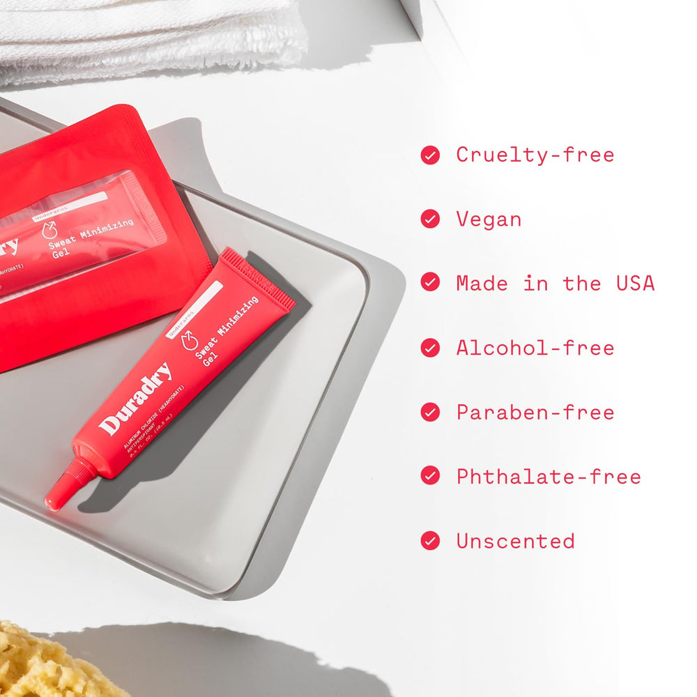 Duradry sin alcohol: antiperspirante limpio para piel sensible.