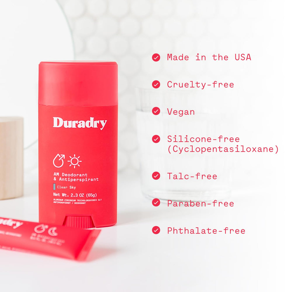 Duradry talc-free and silicone-free antiperspirant.