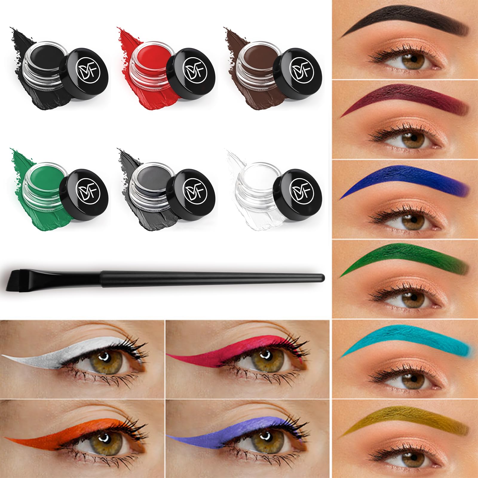 DuralineMakeupFixer delineador gel con brocha profesional de 5-51 pulgadas para aplicación precisa