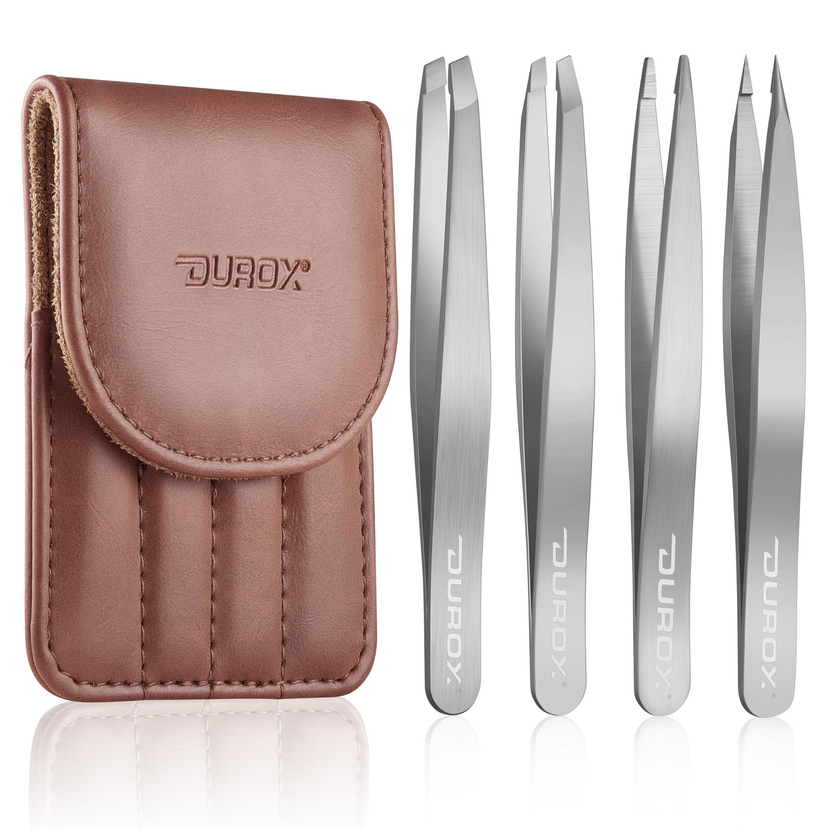 Pinzas de precisión DuroX con punta inclinada para definir cejas con control.