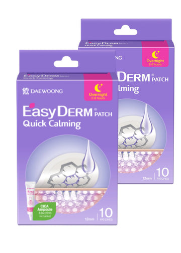 Parche calmante de DWEasyDerm en rostro para cuidado puntual.