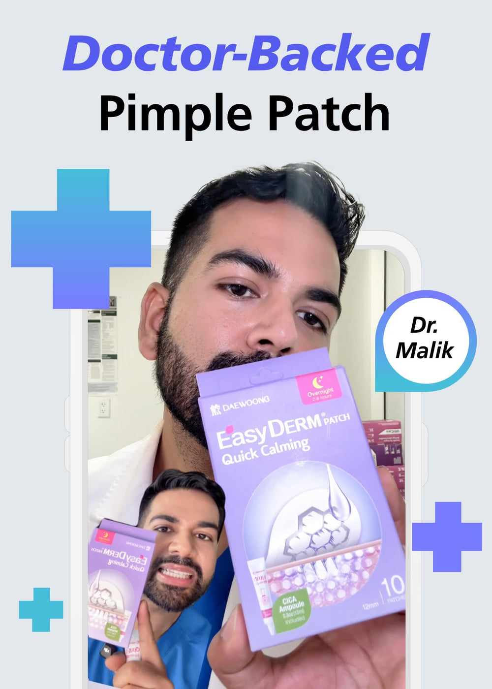 Parche de DWEasyDerm para cuidado específico de espinillas.