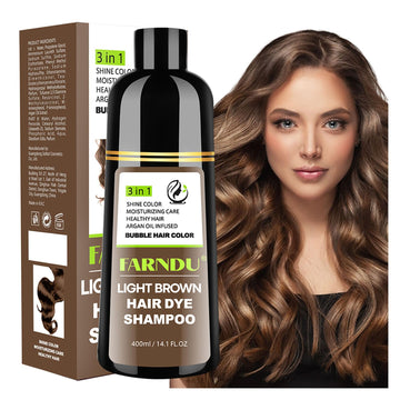 farndu champú-tinte para cabello castano claro en envase