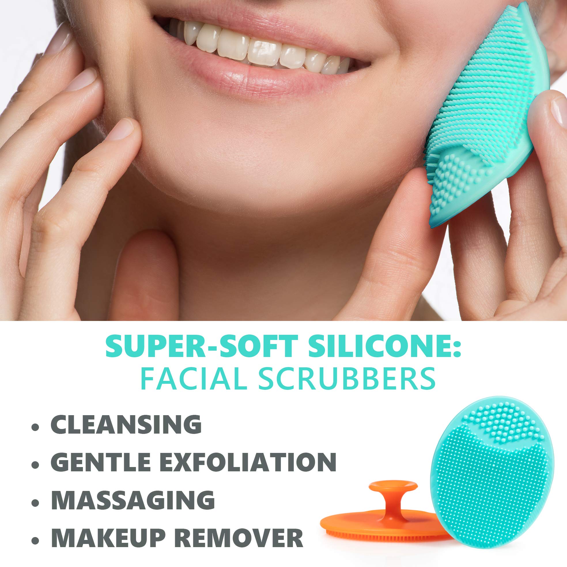 Conjunto de exfoliantes de silicona Dylonic para rostro y cuerpo.