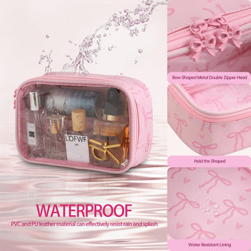 DYSHAYEN bolsa maquillaje transparente, diseño resistente al agua y fácil de limpiar con un paño.