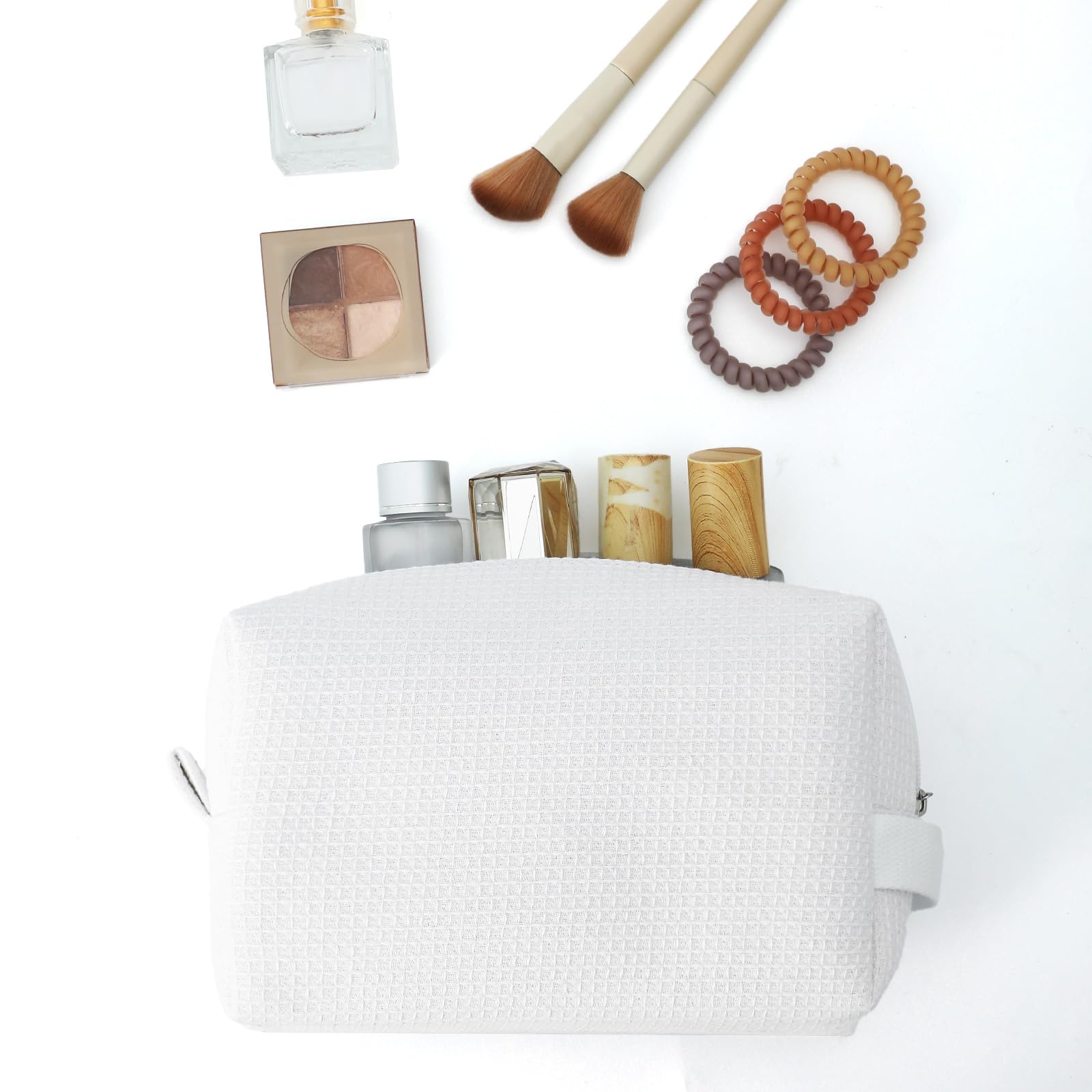 DYSHAYEN bolsa maquillaje waffle cierre seguro para viaje.